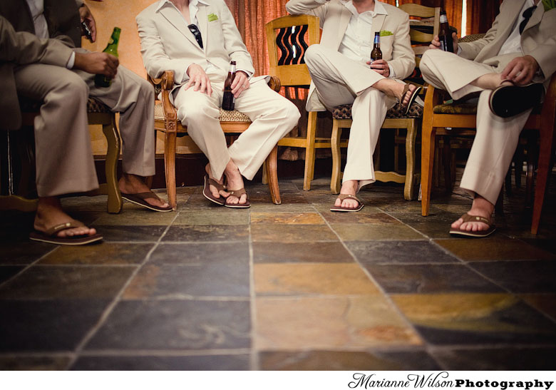 The Groom and Groomsmen Hanging out before the ceremony