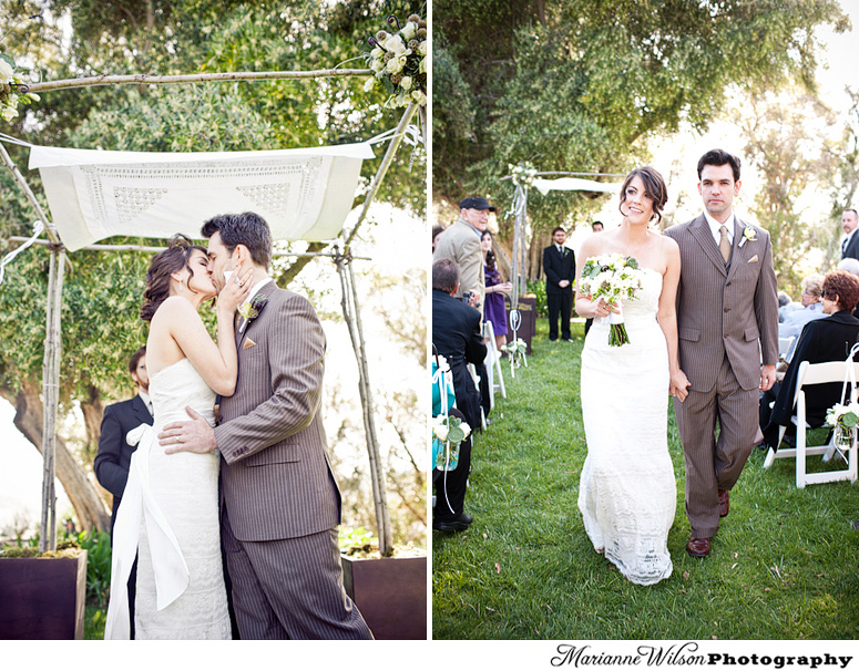 Kiss under Rustic Chuppah at Upper Las virgenes