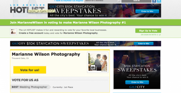 LA Hotlist - Vote for Marianne Wilson Photography