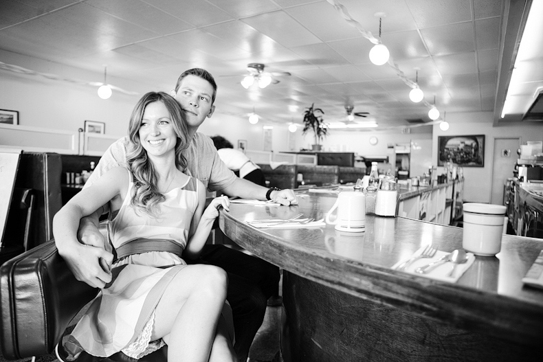 cool diner engagement picture