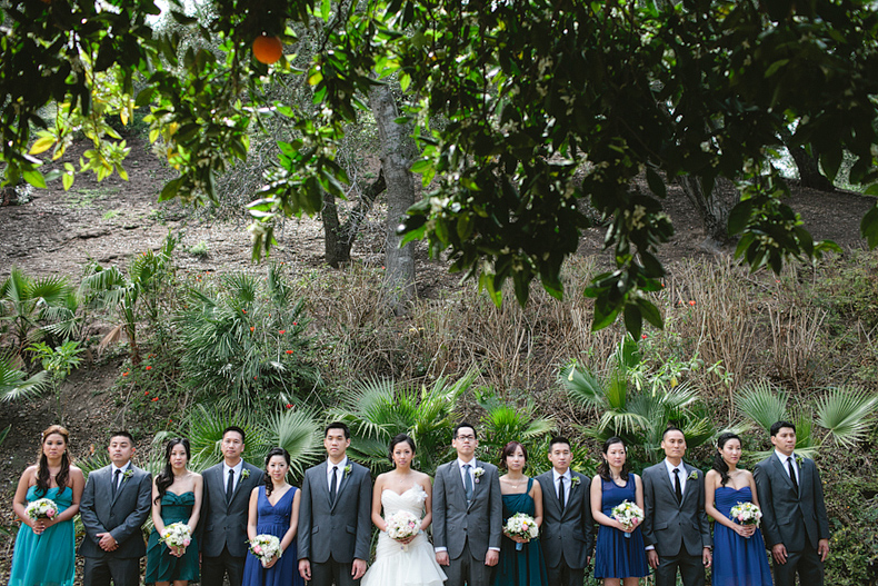orchard bridal party photo