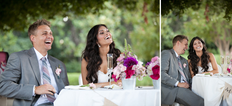 laughing bride and groom