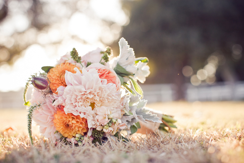 Calamigos Equestrian Peach and blush wedding flowers