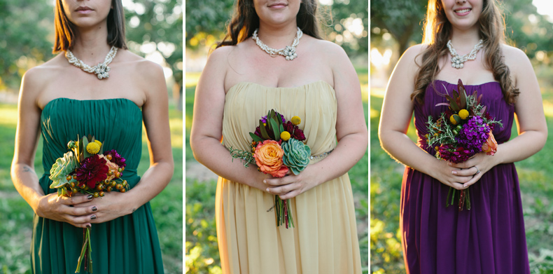 Bridesmaids flowers and dresses
