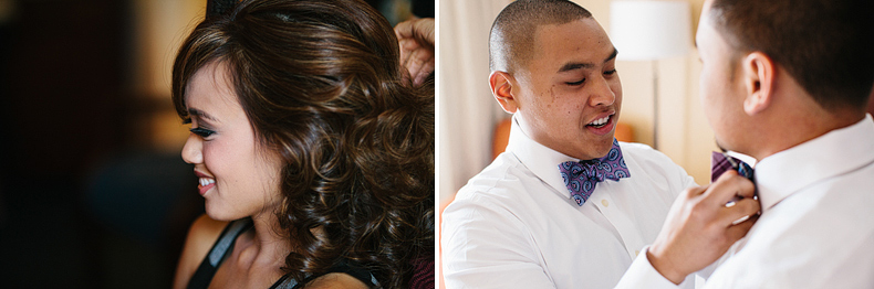 Bridesmaid and groom getting ready photos