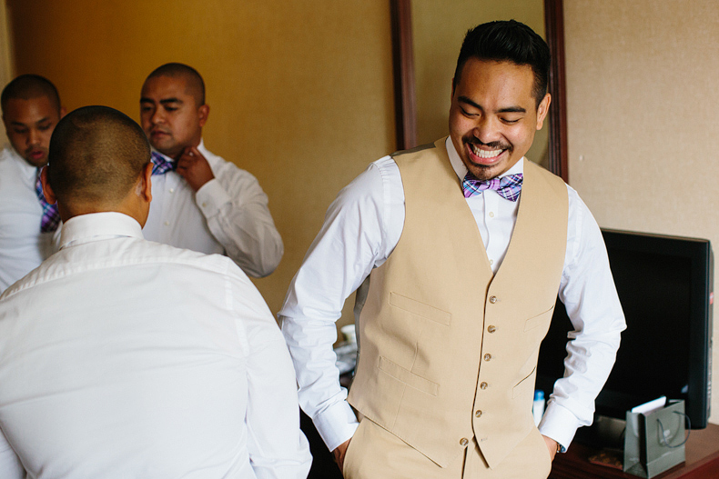 Groomsman laughing