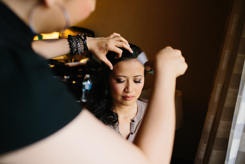 Bride getting ready for her Casa Real at Ruby Hill wedding