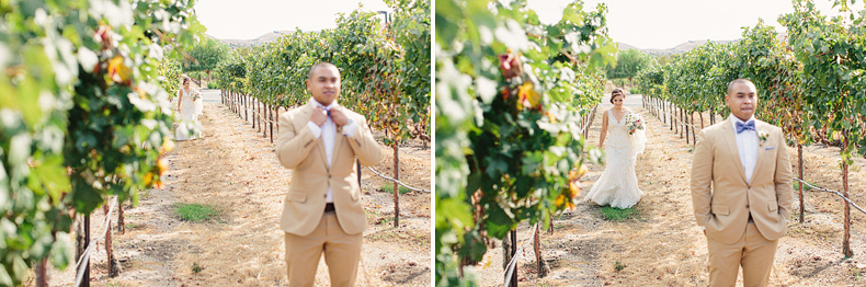 Vineyard wedding photography first look