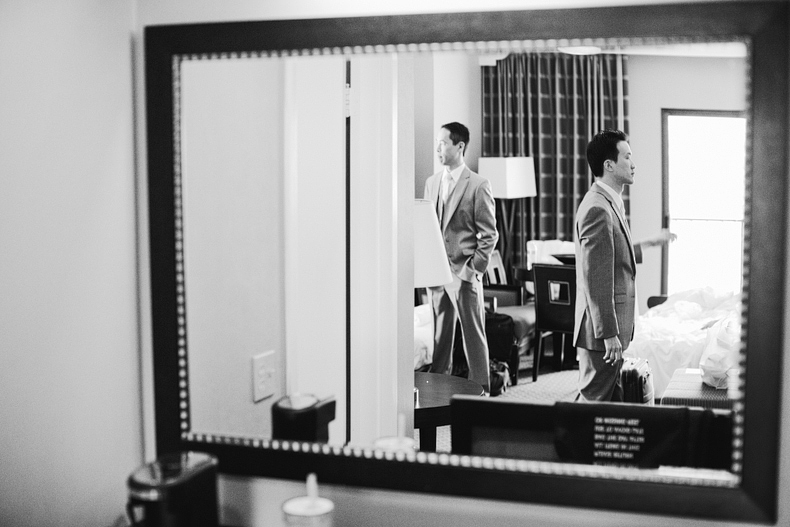 This is the groom hanging out during getting ready time.