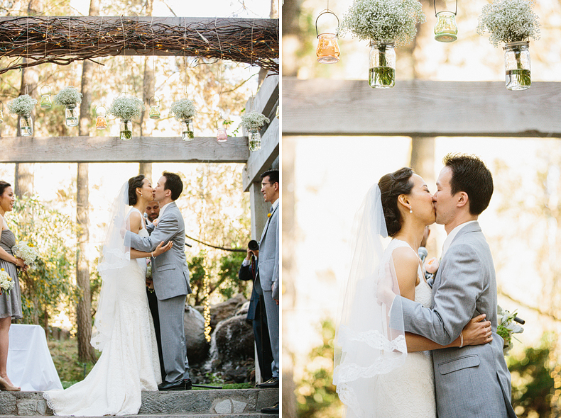These are wedding ceremony kiss photos.