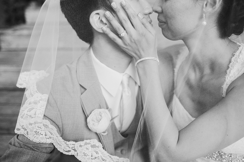 This is a bride and groom kissing photo.