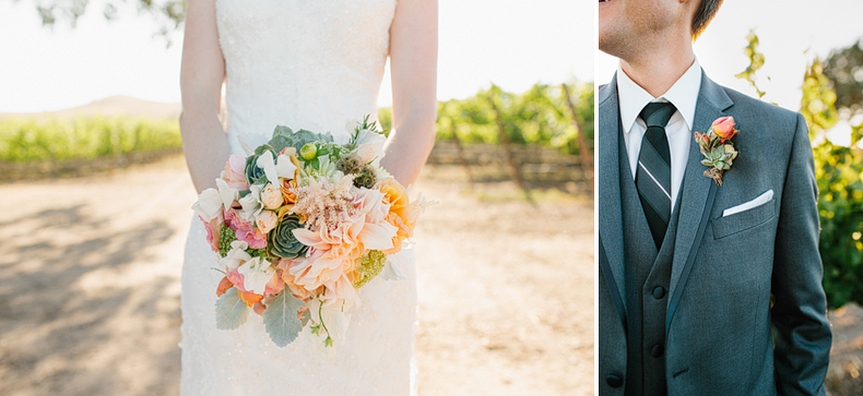 These are photos of the bride and groom at their Firestone Vineyard Wedding.