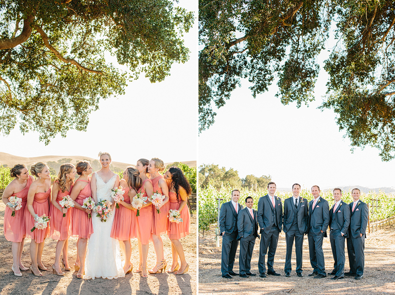 These are photos of the bride and bridesmaids and the groom and groomsmen.