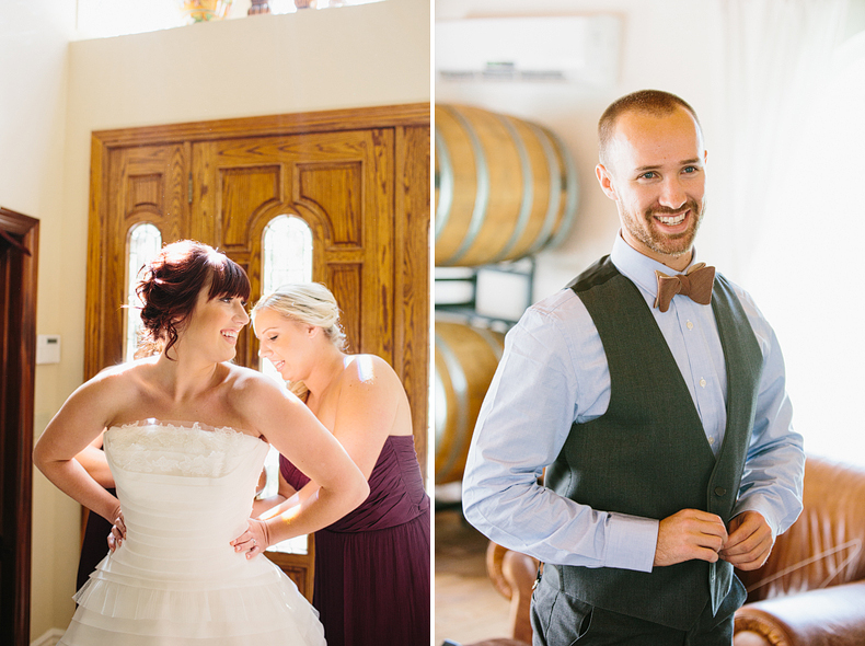 The wedding couple smiling.