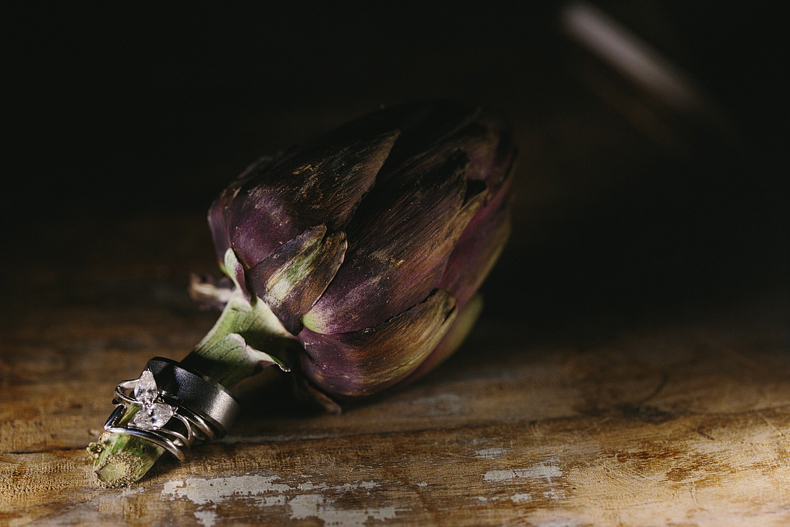 Photos of their rings on a veggie. 