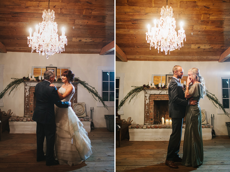 The couple dancing with their parents. 