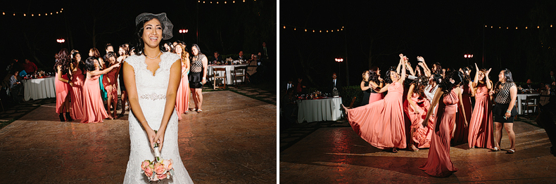These are photos of the bouquet toss.