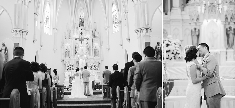 This is a wide shot of the church and the first kiss.