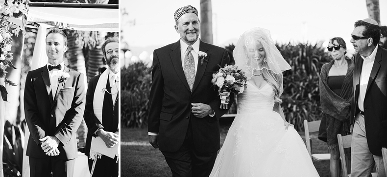 This is the bride walking down the aisle with her father.