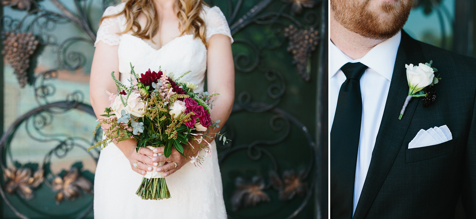 These are detail photos of Alix and Matt's flowers and tie.