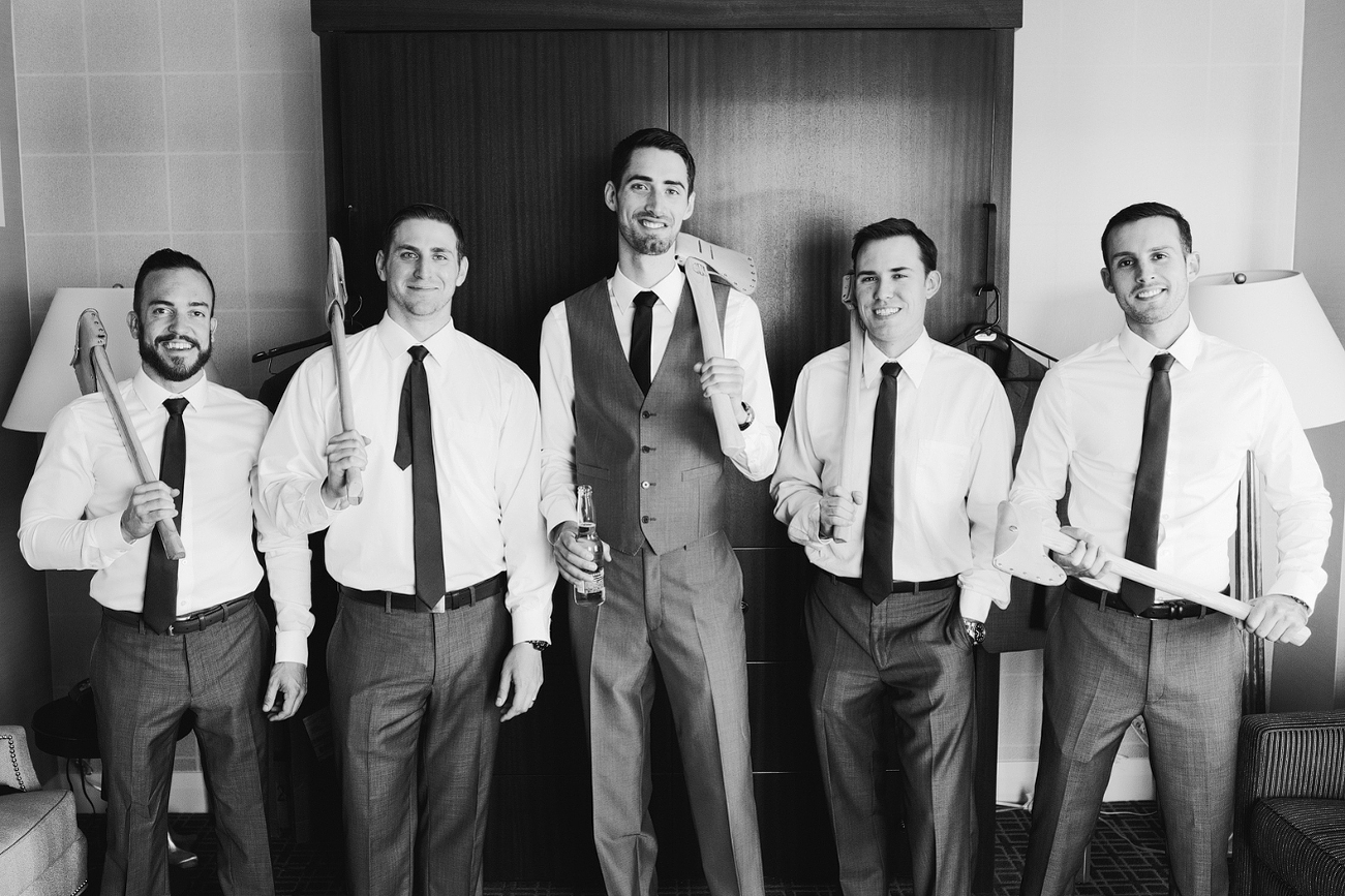 Evan and his groomsmen with axes, of course.