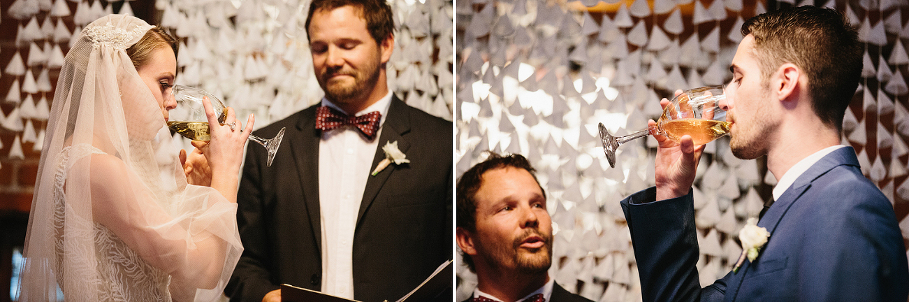 This is a photo of Alannah and Evan at their wine ceremony.