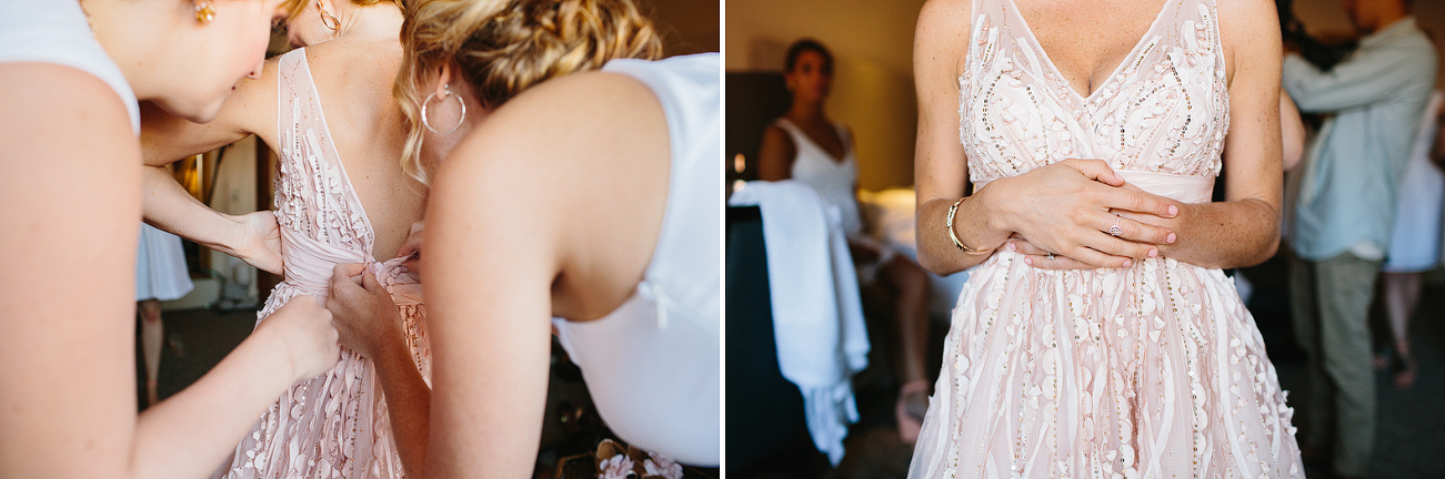 These are photos of Jess getting her pink dress on.