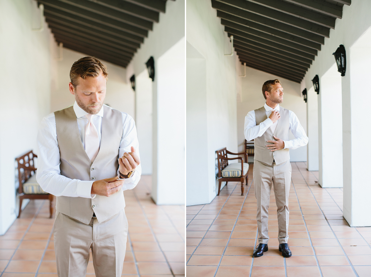 These are photos of Drew doinghis final touches right before the first look.