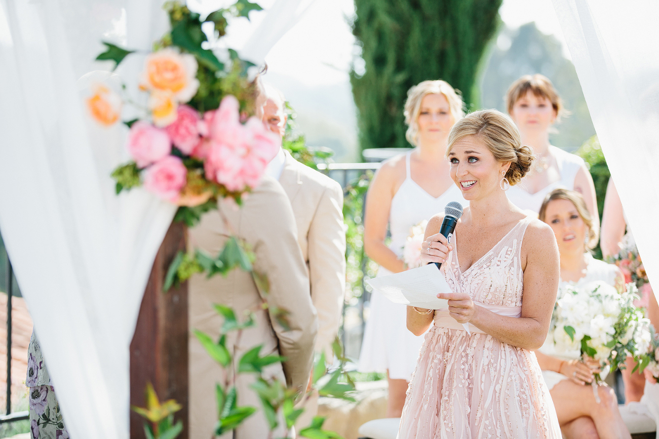 This is a photo of Jess saying her vows.