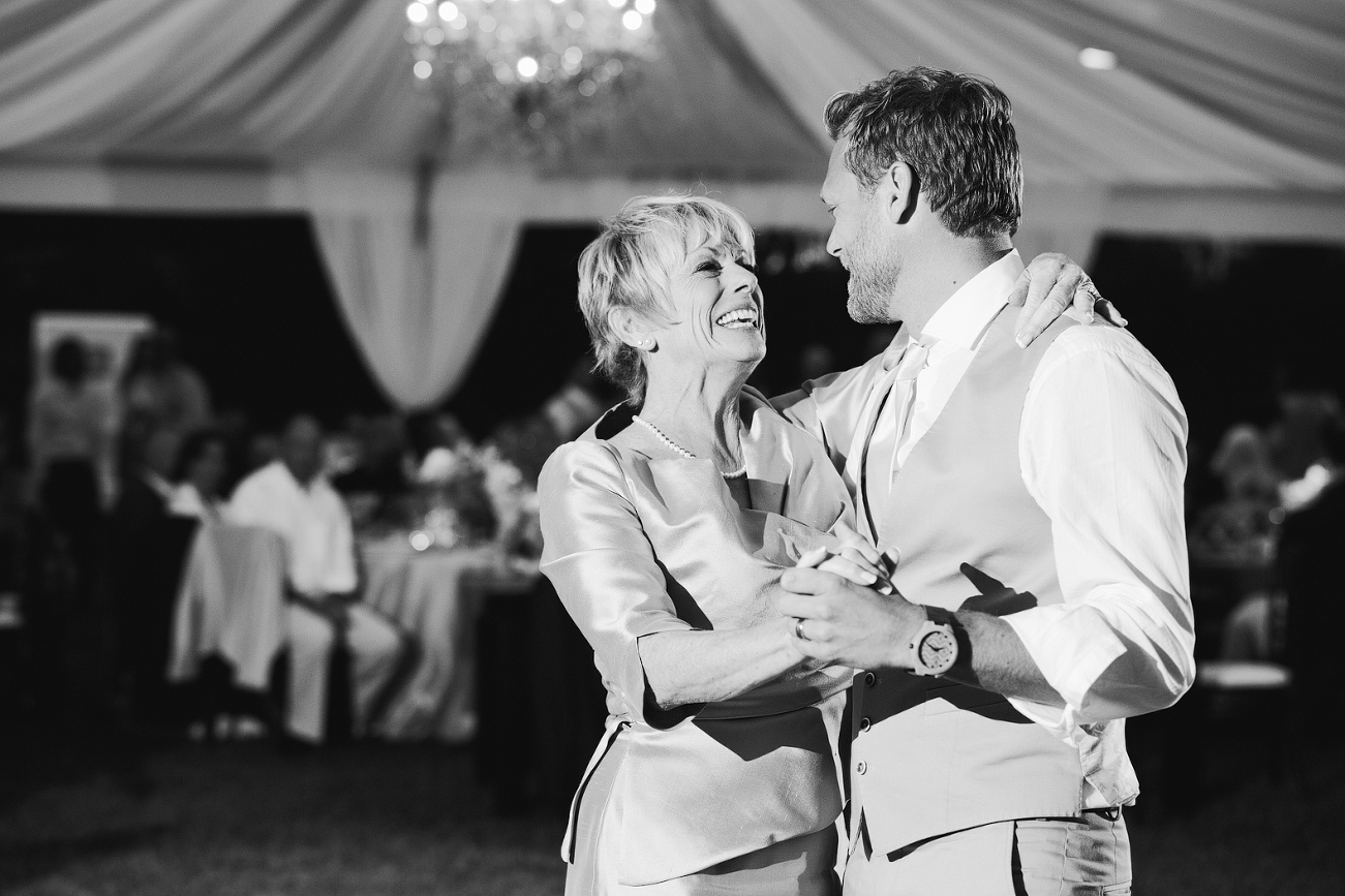 This is a photo of Drew and his mom during the mother son dance.