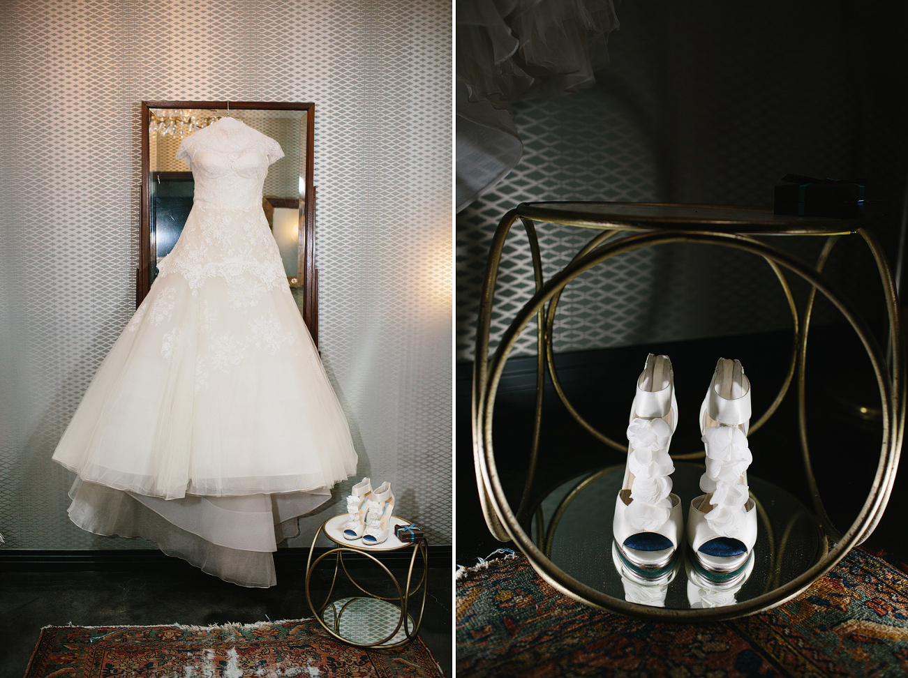 These are detail photos of the dress and shoes.