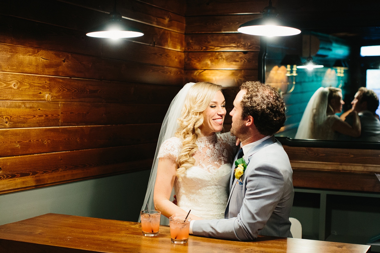 Sasha and Jason having a little drink after their ceremony.