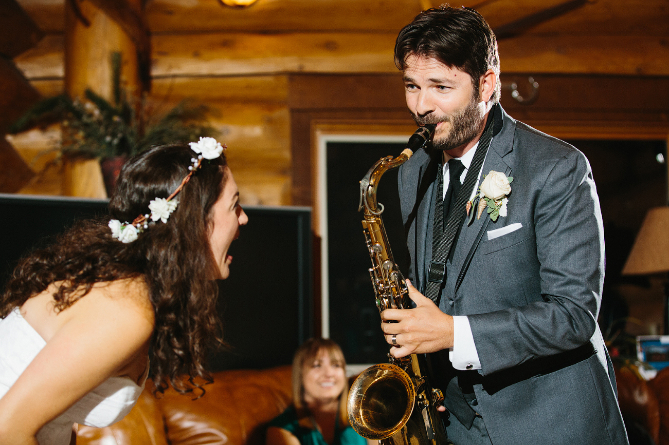 Jon even played the saxaphone for Jenn at their reception.