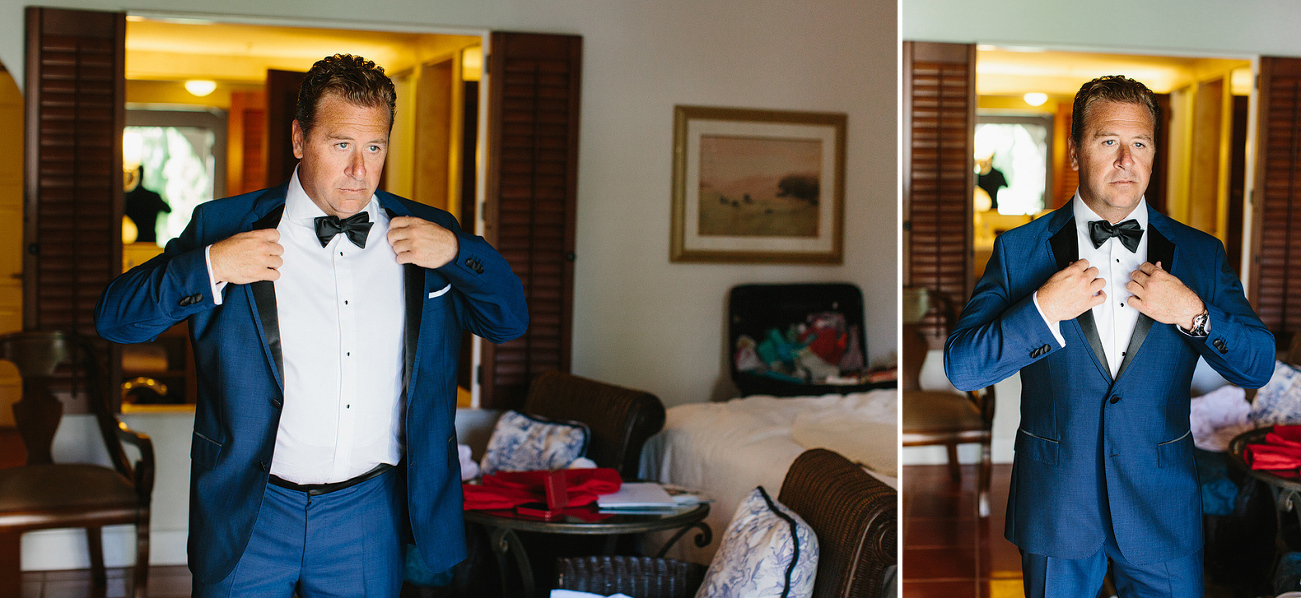 This is Mike putting on his absolutely stunning custom made tux.