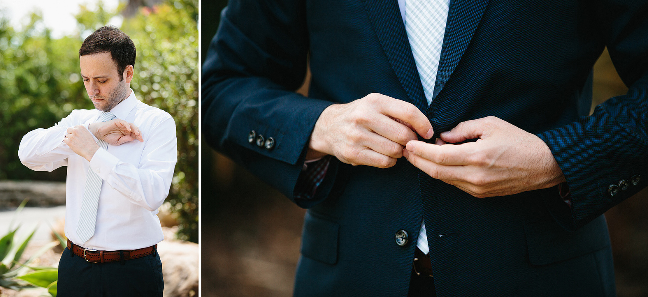 The groom getting ready for his wedding in Santa Barbara. 