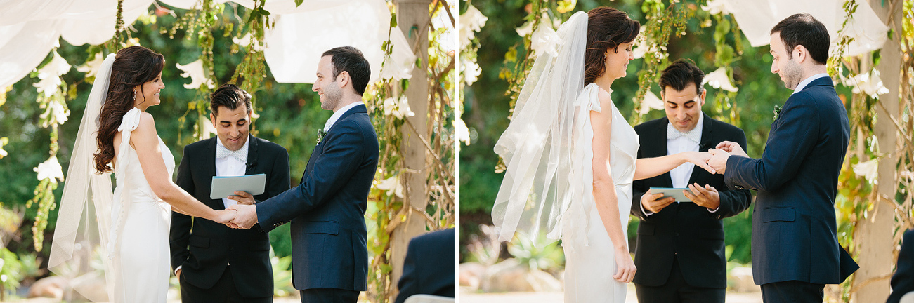 Andrew and Katy exchanging rings during their wedding. 