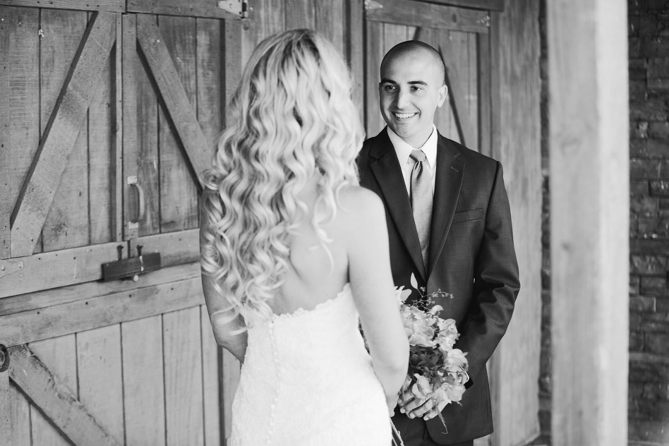Here is a black and white photo of Sidney and Steve during their first look. 