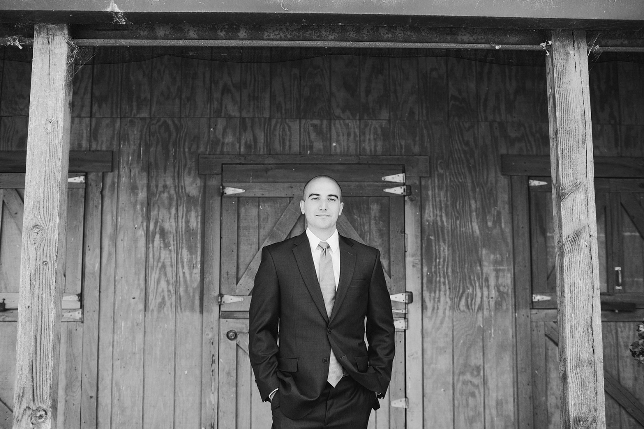 Here is a photo of the groom in front of the Maravilla Gardens barn. 