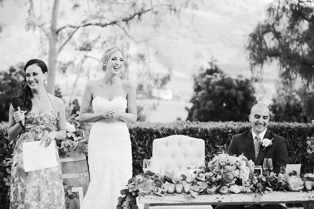 This is a photo of the maid of honor giving her toast. 