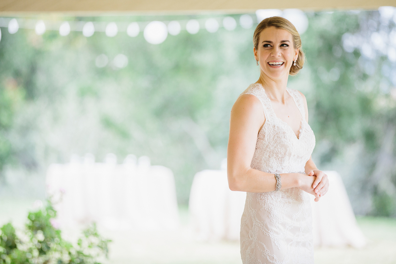 Here is a photo of the bride in her lace wedding dress. 