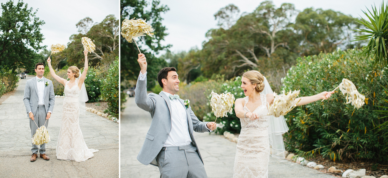 Here is an adorable photo of Kelly and Chris with gold pom-poms. 