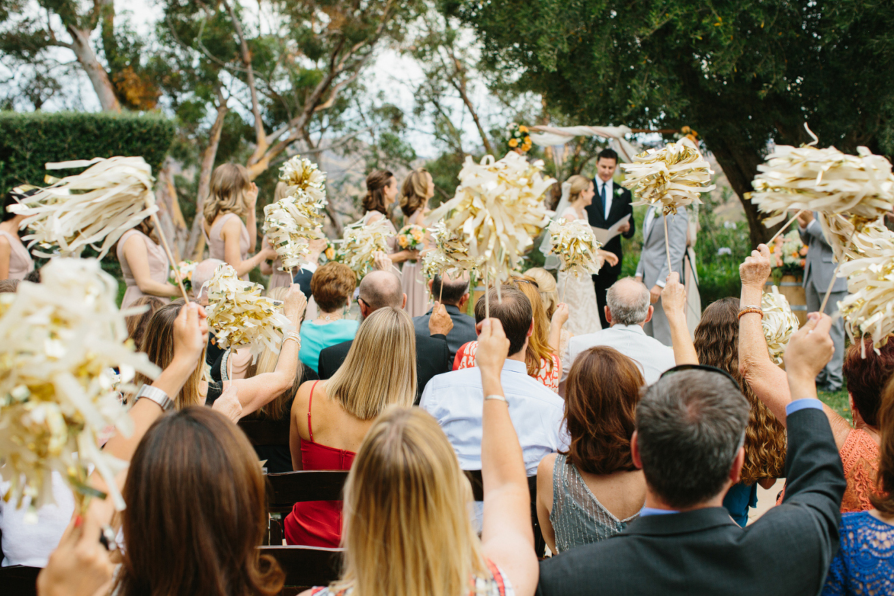 Everyone waved pom-poms at the end of the ceremony. 