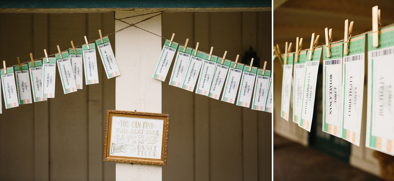 The escort cards were clipped on twine. 