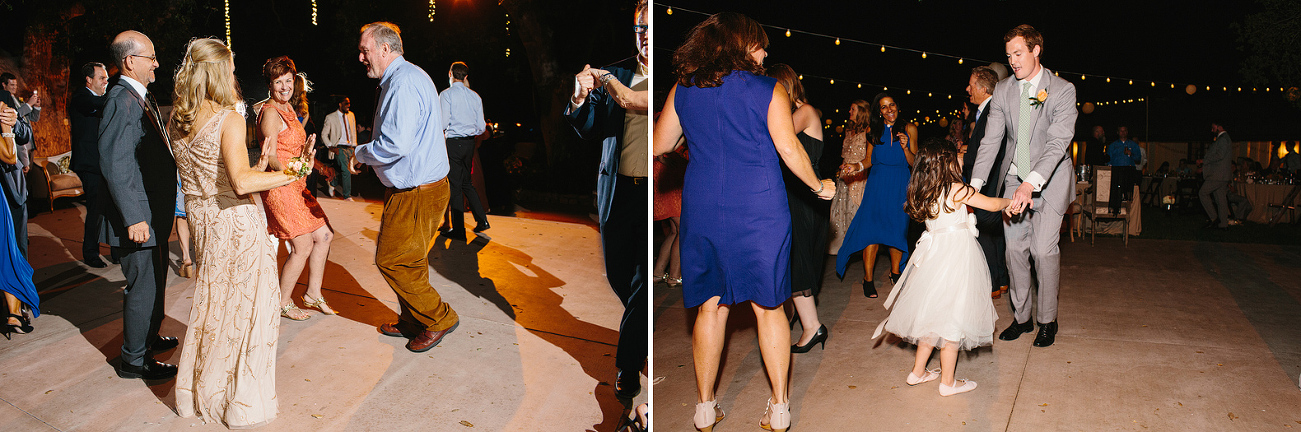 The guests dancing and having fun during the reception. 