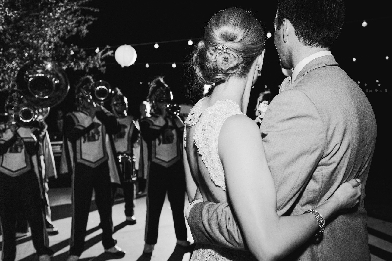 Kelly and Chris watched the USC marching band perform. 