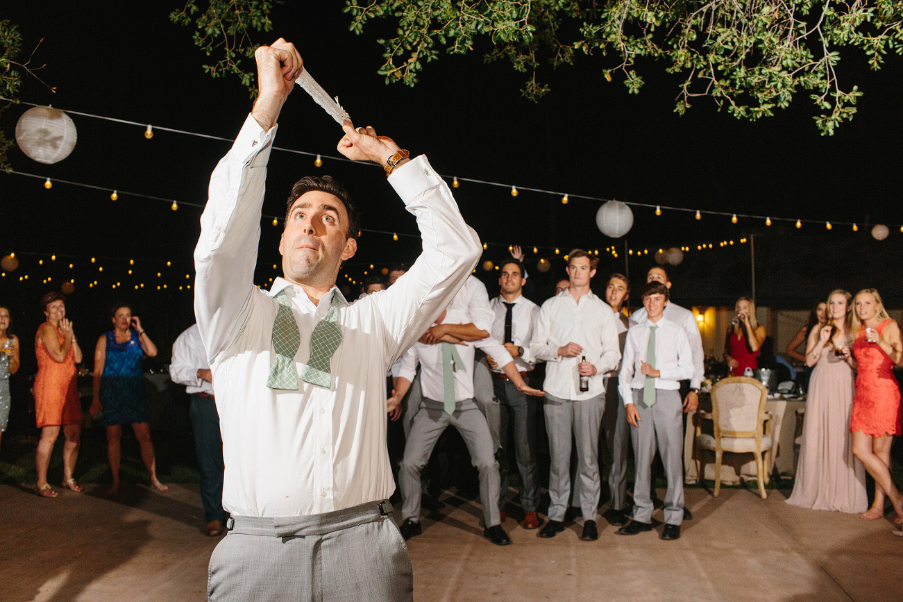 This is a photo of the garter toss. 