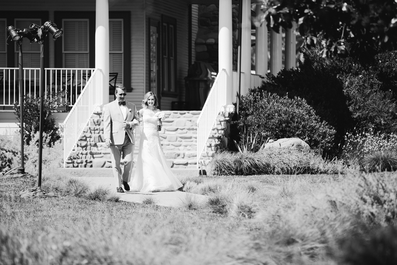 The bride walking down the aisle. 