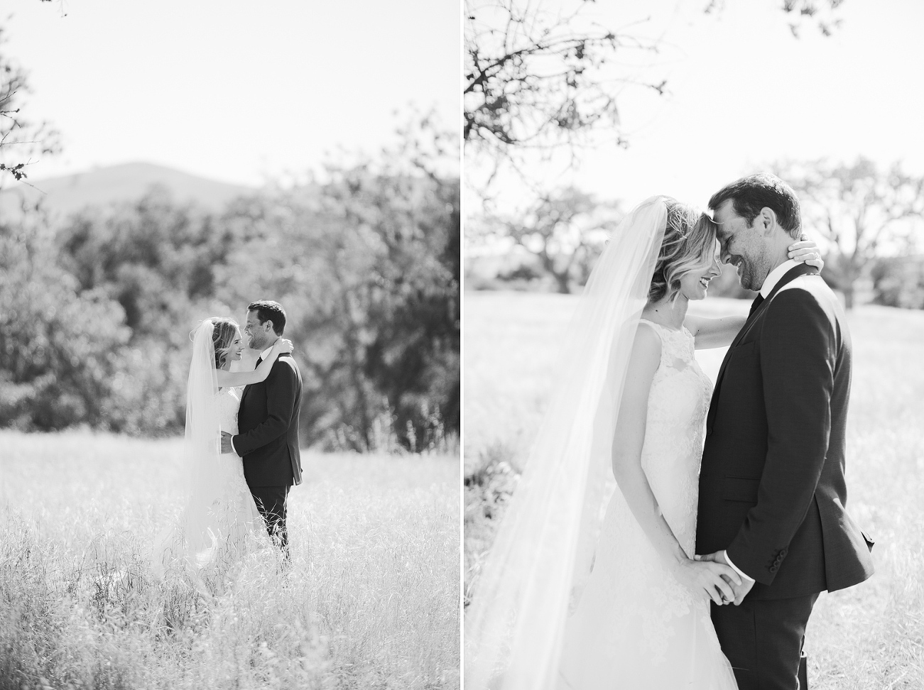 Black and white photos of the bride and groom. 