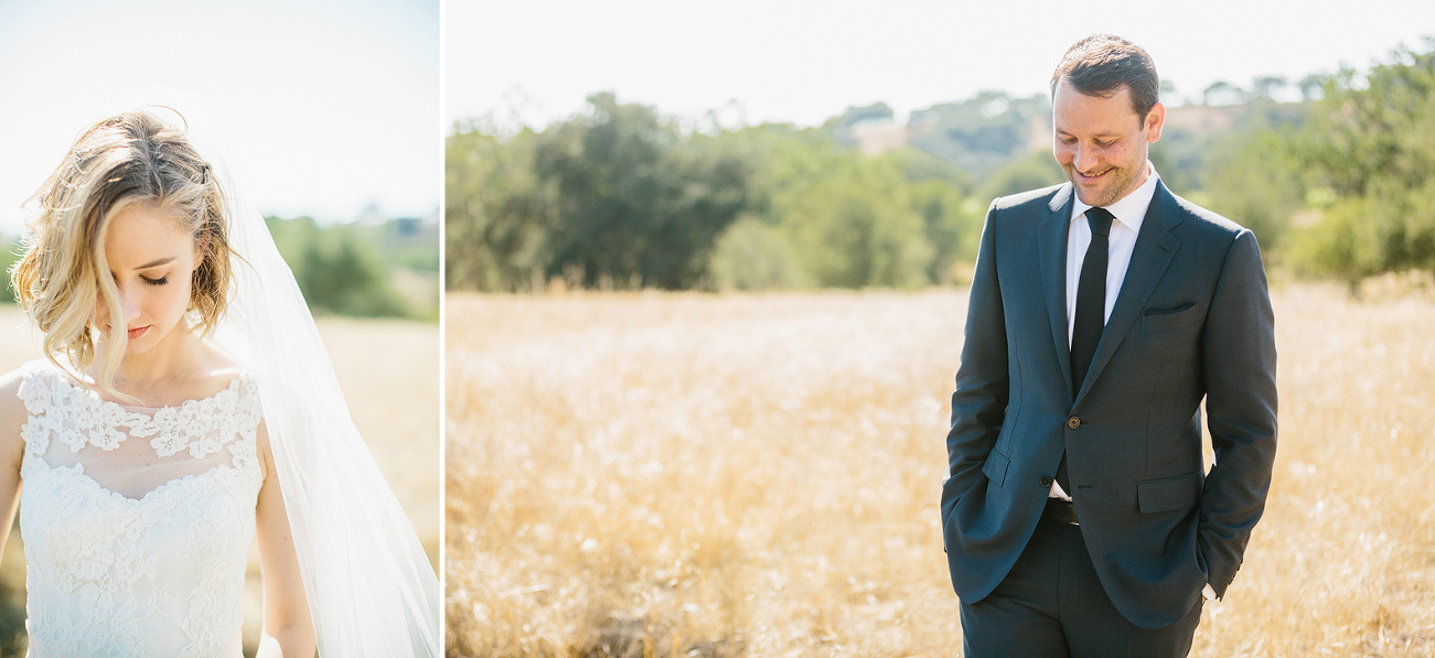 Individual portraits of the bride and groom. 