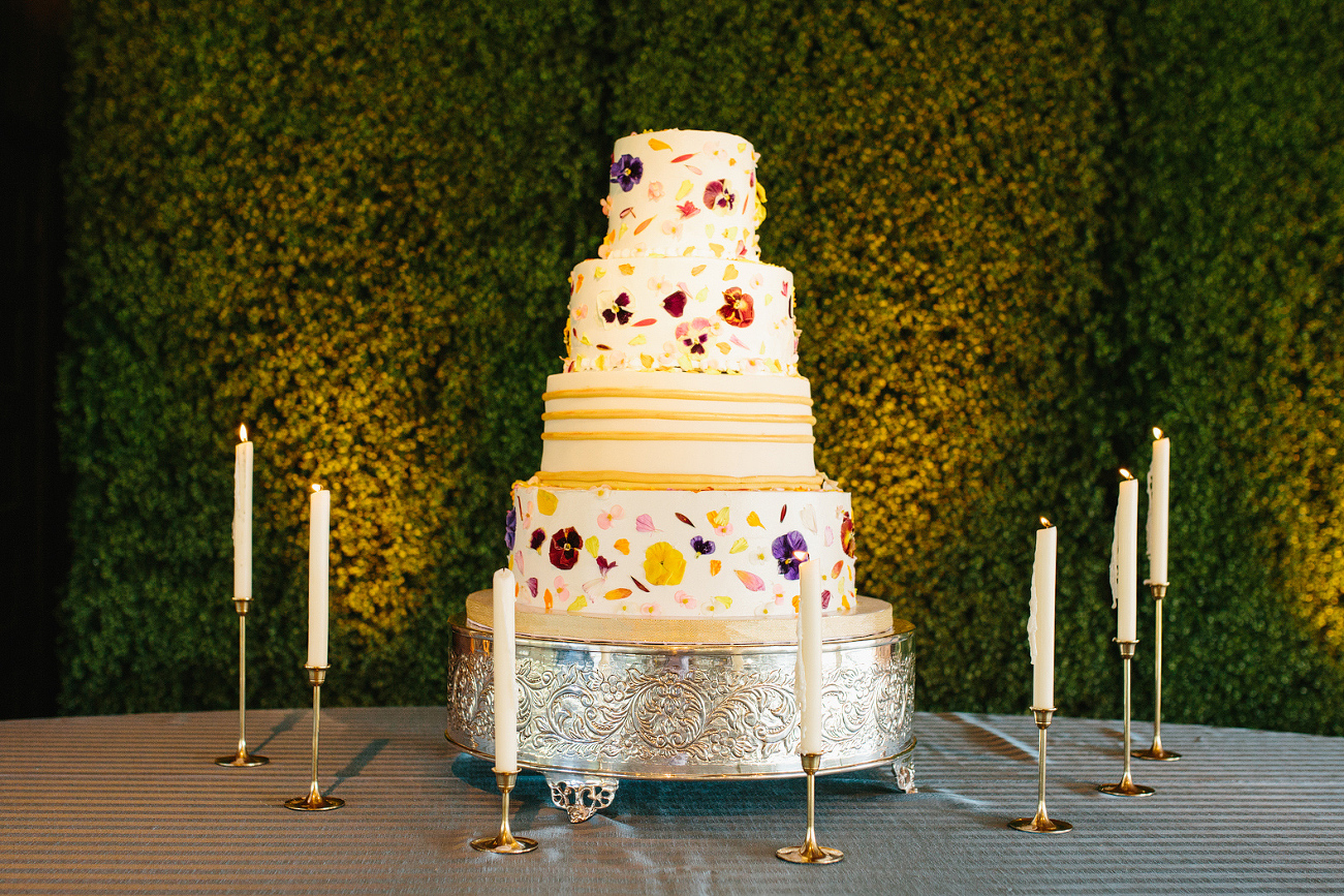 The cake was tiered with florals. 